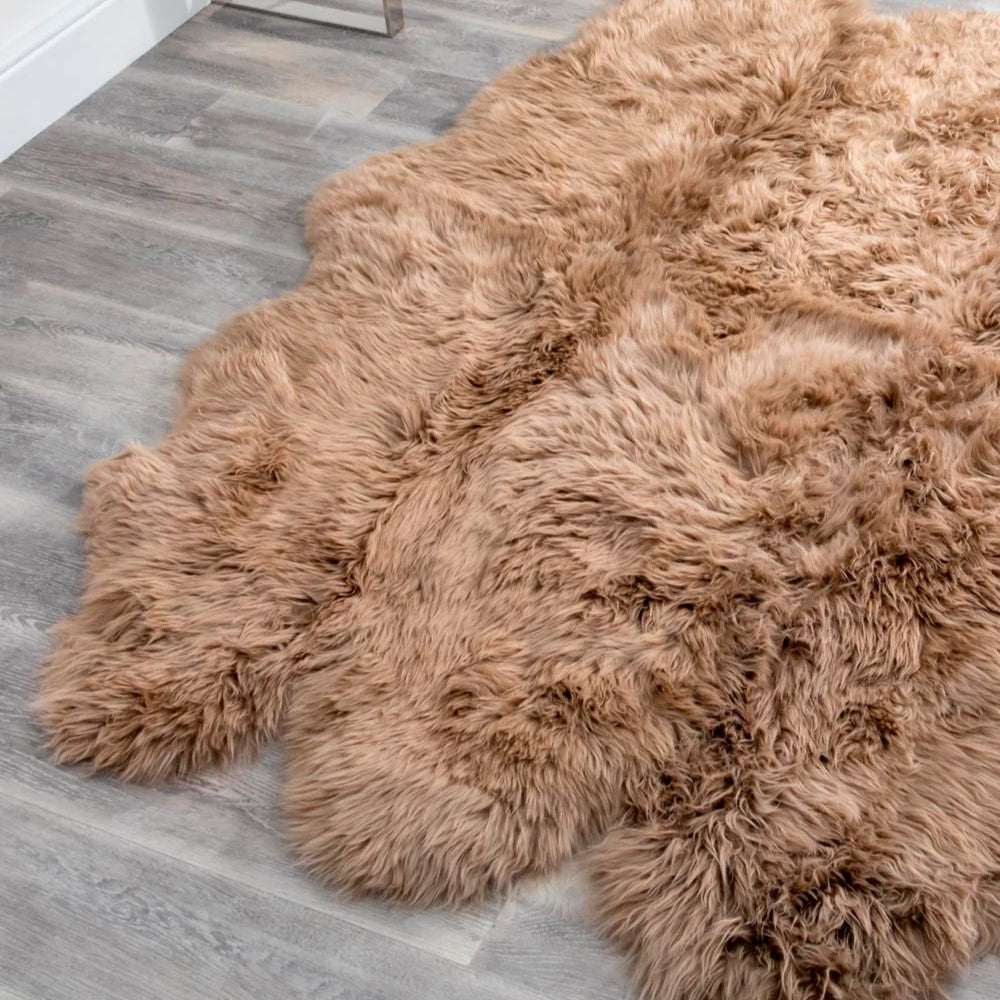 Sextuple Light Brown Sheepskin Rug